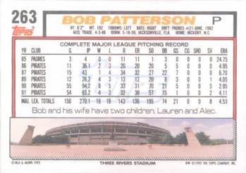1992 Topps #263 Bob Patterson Back
