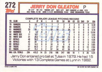 1992 Topps #272 Jerry Don Gleaton Back