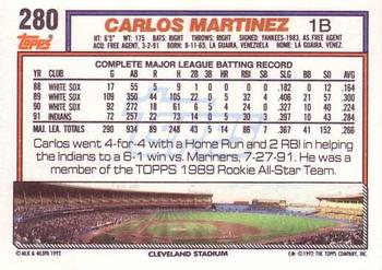 1992 Topps #280 Carlos Martinez Back