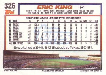 1992 Topps #326 Eric King Back