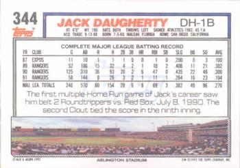 1992 Topps #344 Jack Daugherty Back