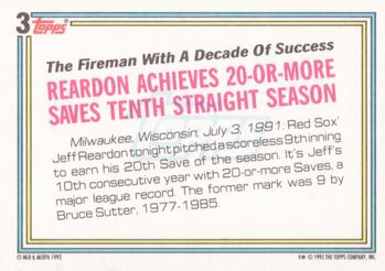 1992 Topps #3 Jeff Reardon Back