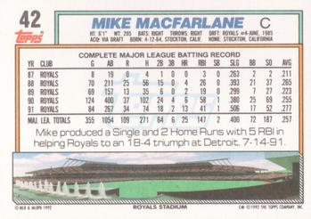 1992 Topps #42 Mike Macfarlane Back