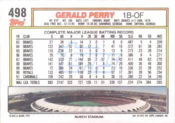 1992 Topps #498 Gerald Perry Back