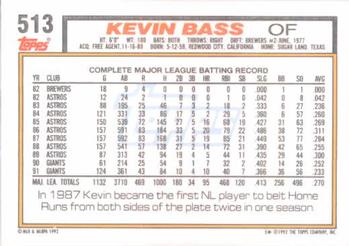 1992 Topps #513 Kevin Bass Back