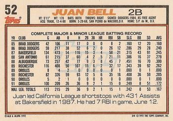 1992 Topps #52 Juan Bell Back