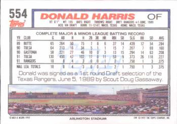 1992 Topps #554 Donald Harris Back