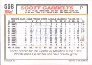 1992 Topps #558 Scott Garrelts Back