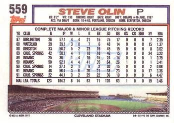 1992 Topps #559 Steve Olin Back