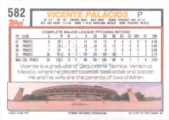1992 Topps #582 Vicente Palacios Back