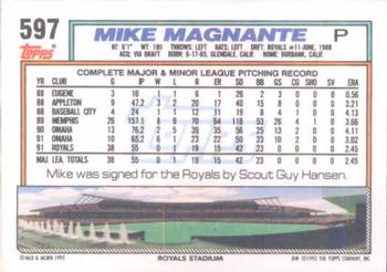 1992 Topps #597 Mike Magnante Back