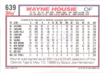 1992 Topps #639 Wayne Housie Back