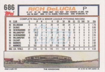 1992 Topps #686 Rich DeLucia Back