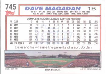 1992 Topps #745 Dave Magadan Back
