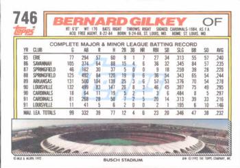 1992 Topps #746 Bernard Gilkey Back