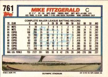 1992 Topps #761 Mike Fitzgerald Back