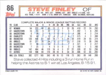 1992 Topps #86 Steve Finley Back