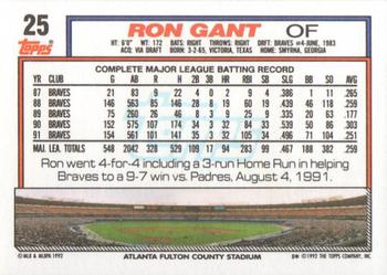1992 Topps #25 Ron Gant Back