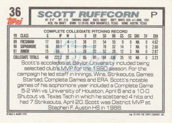 1992 Topps #36 Scott Ruffcorn Back