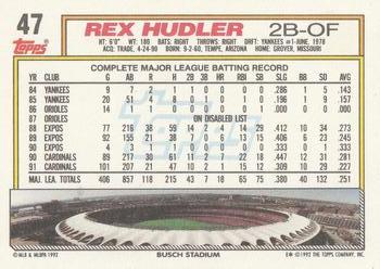 1992 Topps #47 Rex Hudler Back