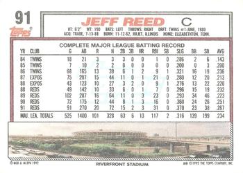 1992 Topps #91 Jeff Reed Back