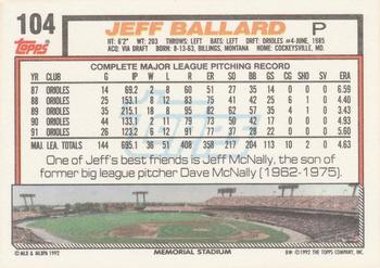 1992 Topps #104 Jeff Ballard Back