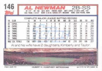 1992 Topps #146 Al Newman Back