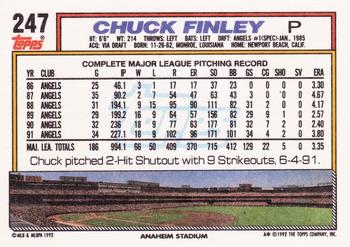 1992 Topps #247 Chuck Finley Back