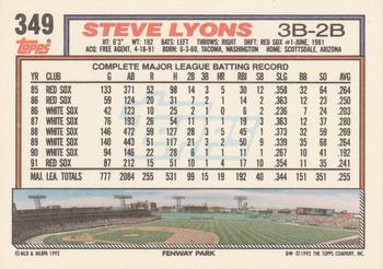 1992 Topps #349 Steve Lyons Back