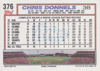1992 Topps #376 Chris Donnels Back