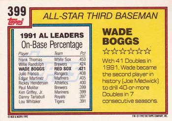 1992 Topps #399 Wade Boggs Back