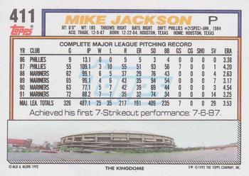 1992 Topps #411 Mike Jackson Back