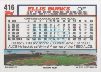1992 Topps #416 Ellis Burks Back