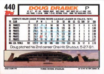 1992 Topps #440 Doug Drabek Back