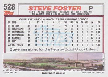 1992 Topps #528 Steve Foster Back