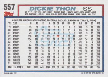 1992 Topps #557 Dickie Thon Back