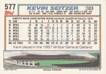 1992 Topps #577 Kevin Seitzer Back