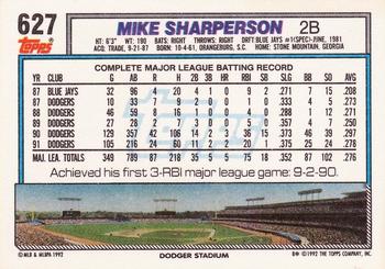 1992 Topps #627 Mike Sharperson Back