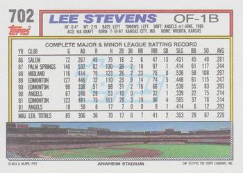 1992 Topps #702 Lee Stevens Back