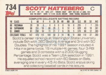 1992 Topps #734 Scott Hatteberg Back