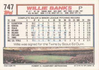1992 Topps #747 Willie Banks Back