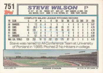 1992 Topps #751 Steve Wilson Back