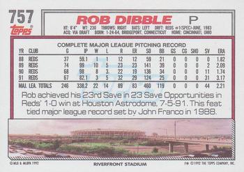 1992 Topps #757 Rob Dibble Back