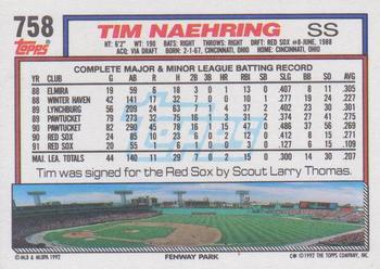1992 Topps #758 Tim Naehring Back