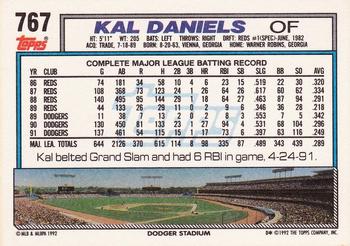 1992 Topps #767 Kal Daniels Back