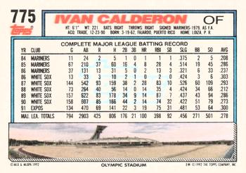 1992 Topps #775 Ivan Calderon Back