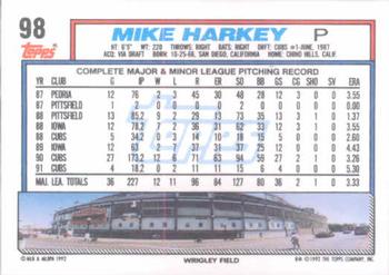 1992 Topps #98 Mike Harkey Back