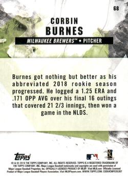2019 Topps Fire #68 Corbin Burnes Back