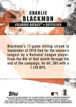 2019 Topps Fire - Gold Minted #106 Charlie Blackmon Back