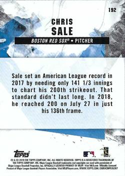 2019 Topps Fire - Gold Minted #192 Chris Sale Back